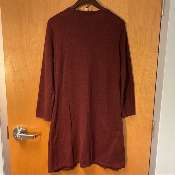 PAPA VANCOUVER Sz L Cocoon Knit Side Ribbed Jersey Crew Neck  Tunic Dress - Picture 4 of 7